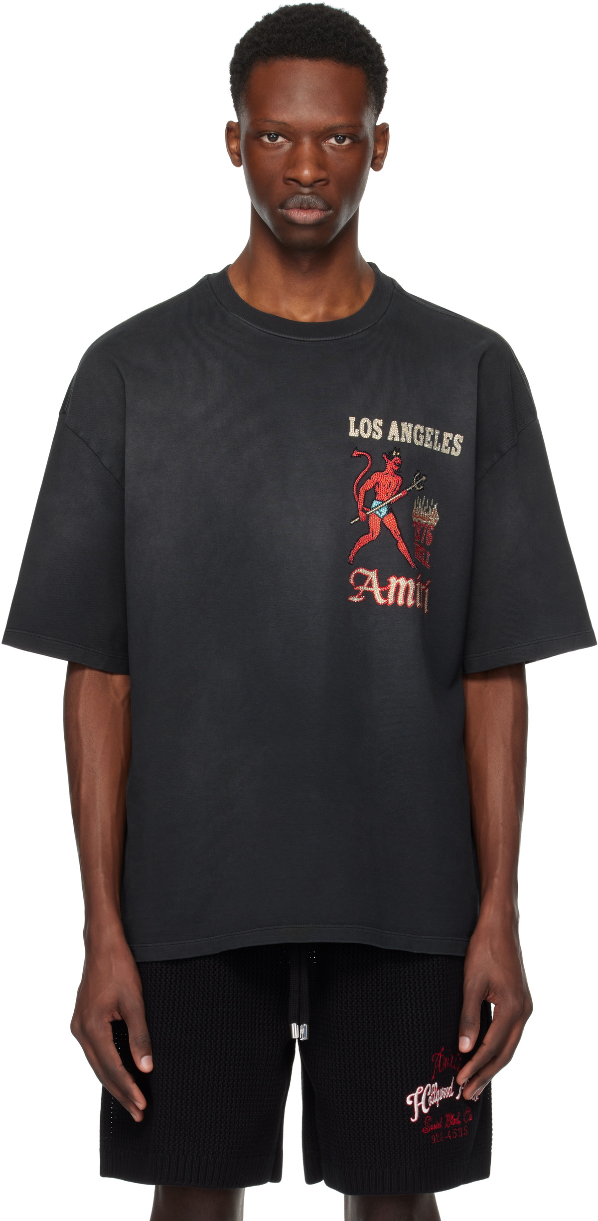 【関税込み】AMIRI ブラック Crystal Sinners Tシャツ CRYSTAL SINNERS TEE - Black | AMIRI