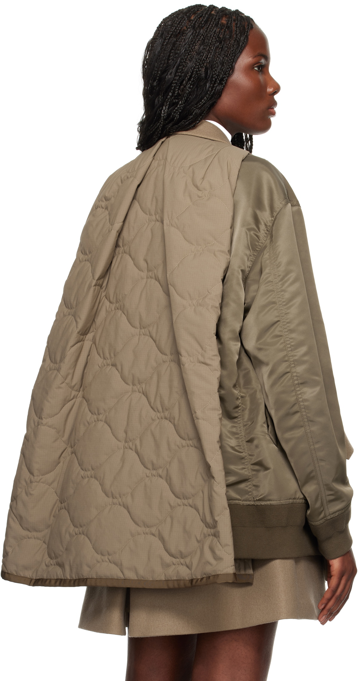 ジャケット・アウター sacai Cotton Gabardine Wool Melton Coat sacai Khaki & Beige Wool Melton & Nylon Twill Quilted Coat Sacai