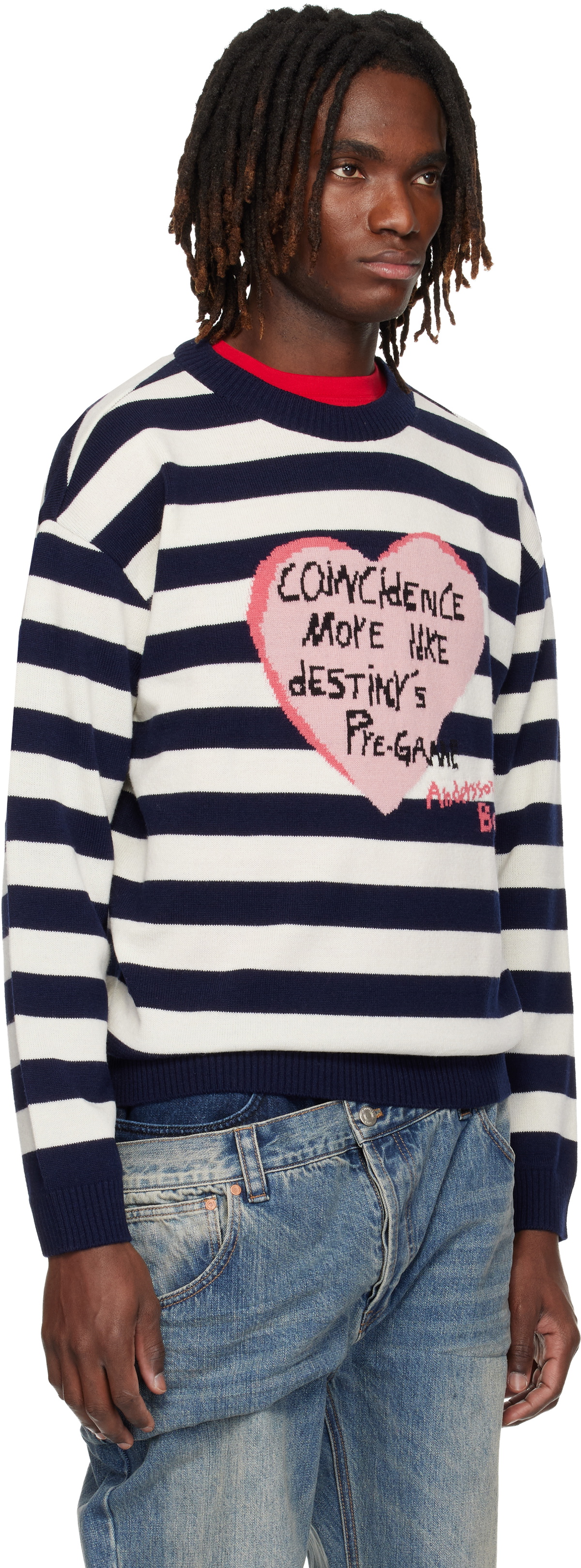 Andersson Bell Navy & White Heart Message Crew-Neck Sweater