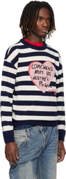 Andersson Bell Navy & White Heart Message Crew-Neck Sweater