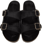 Saint Laurent Black Pony Jimmy Sandals