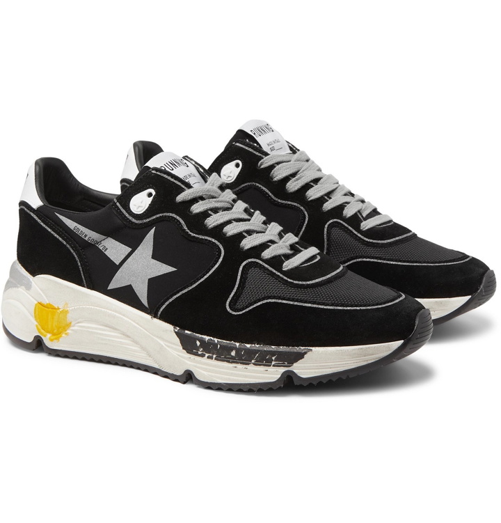 Photo: Golden Goose - Distressed Nubuck and Lycra Sneakers - Black