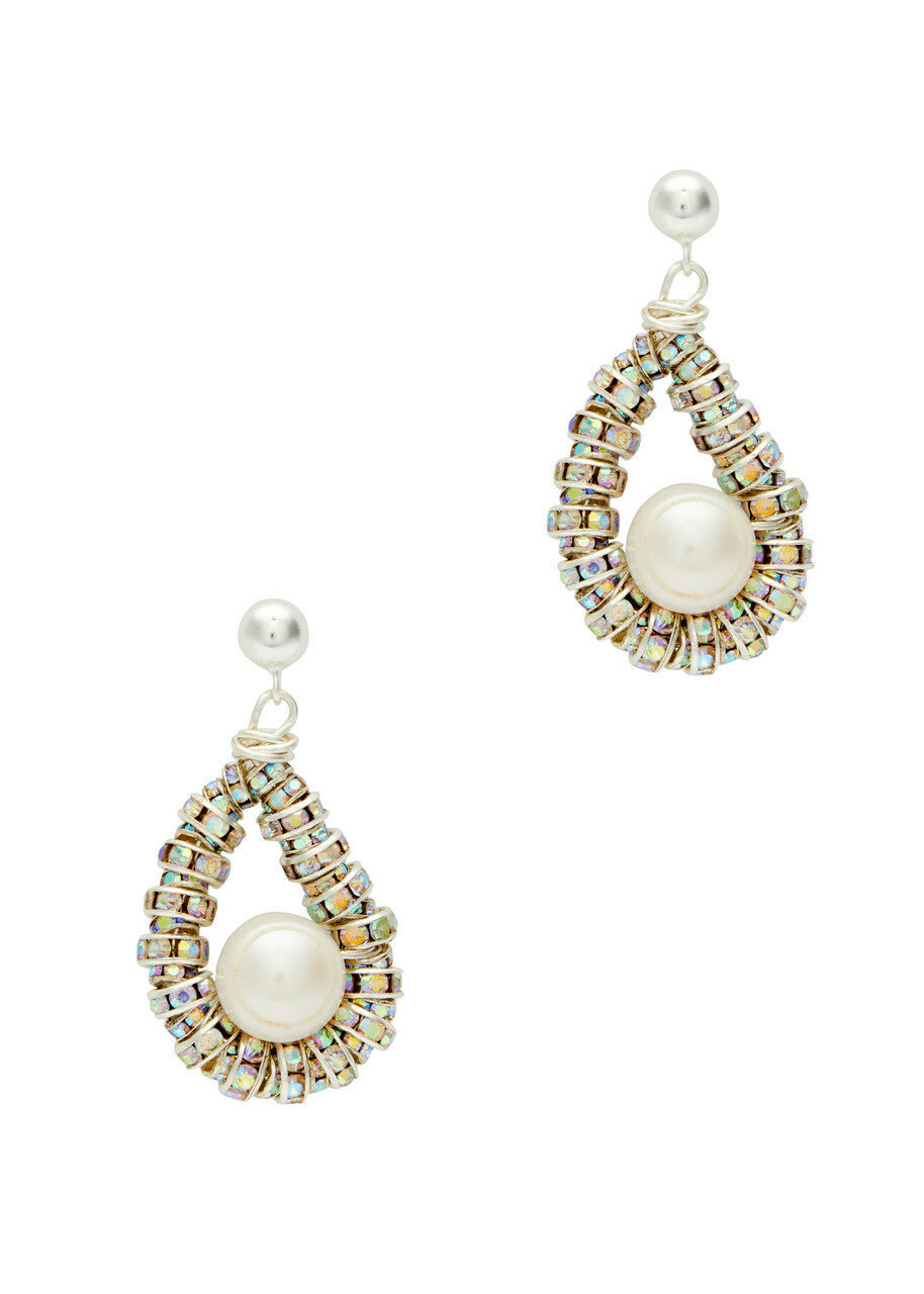 Pearl Octopuss.y Tiny Oyster Embellished Drop Earrings - Silver - One Size
