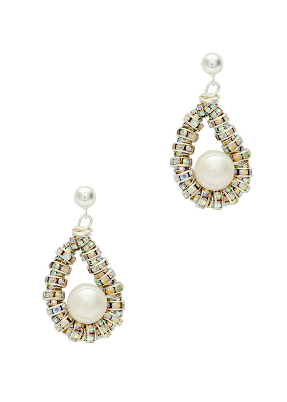 Photo: Pearl Octopuss.y Tiny Oyster Embellished Drop Earrings - Silver - One Size