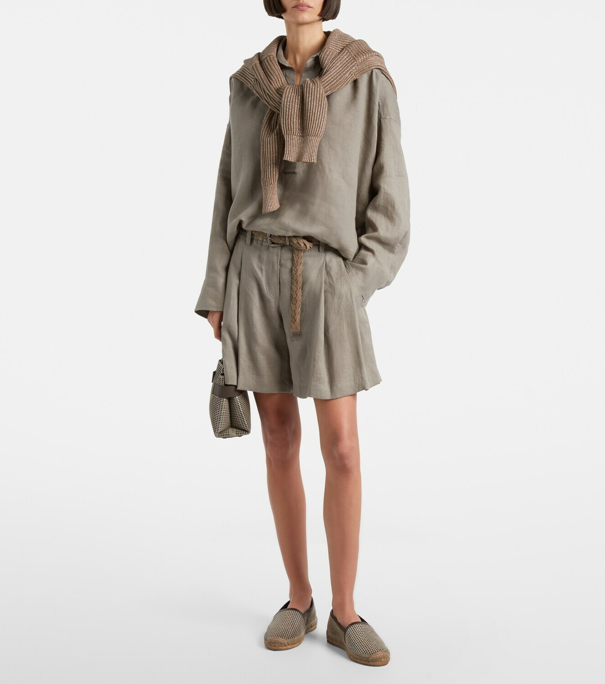 Brunello Cucinelli Perforated leather and suede espadrilles