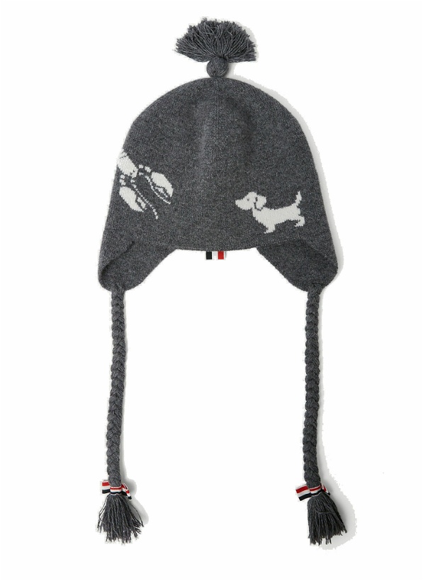 Photo: Graphic Knit Beanie Hat in Grey