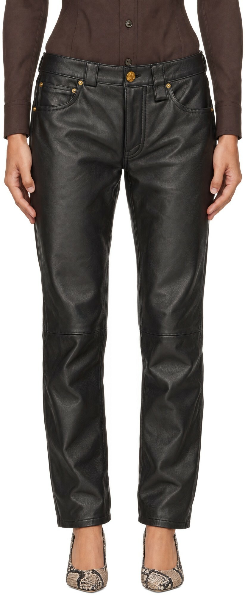WILLY CHAVARRIA Black Chente Leather Pants