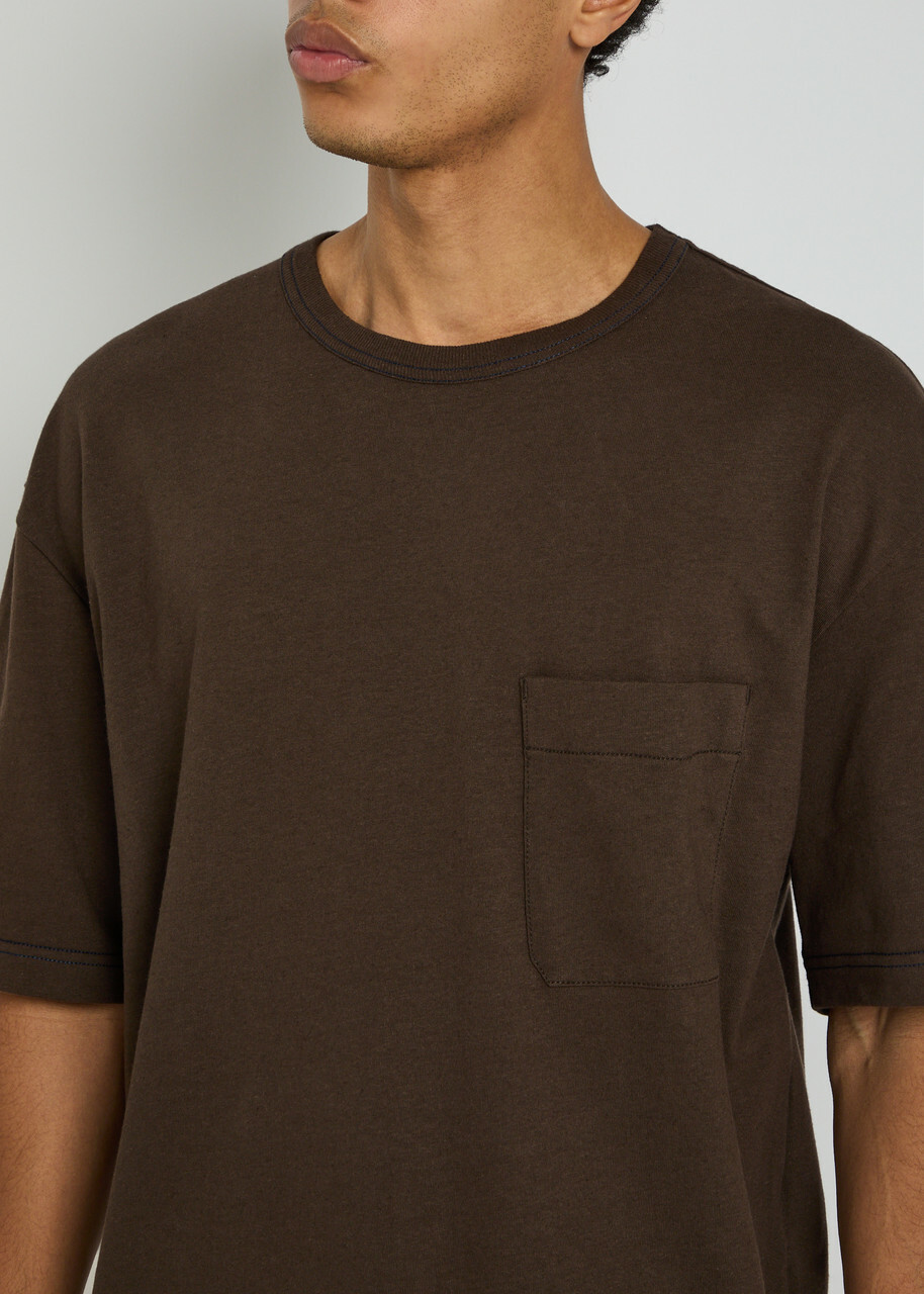 Lemaire Boxy Cotton and Linen-blend T-shirt Brown