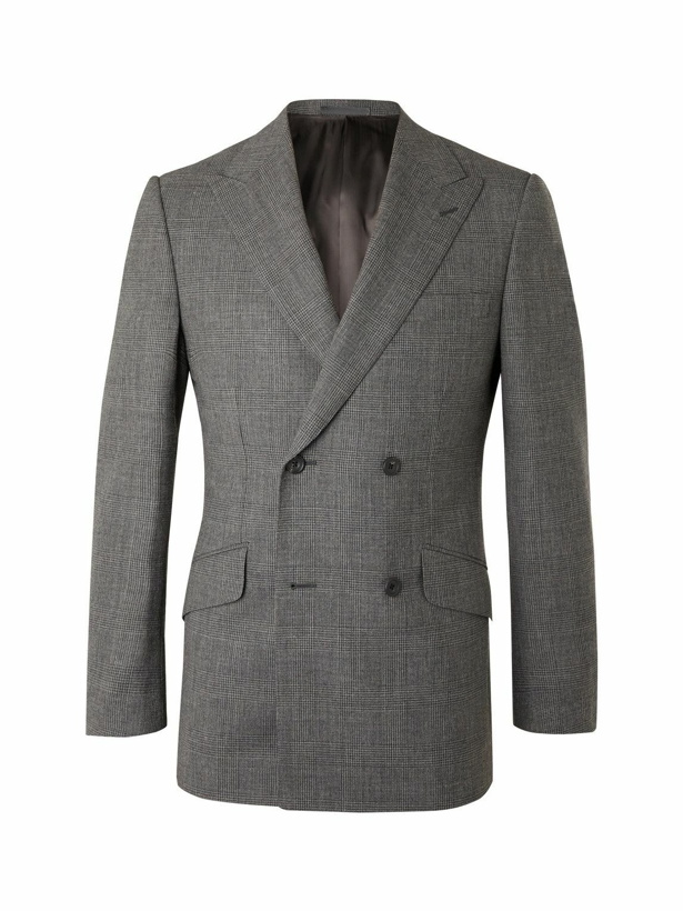 Photo: Kingsman - Archie Reid Slim-Fit Double-Breasted Prince of Wales Checked Wool Suit Jacket - Gray