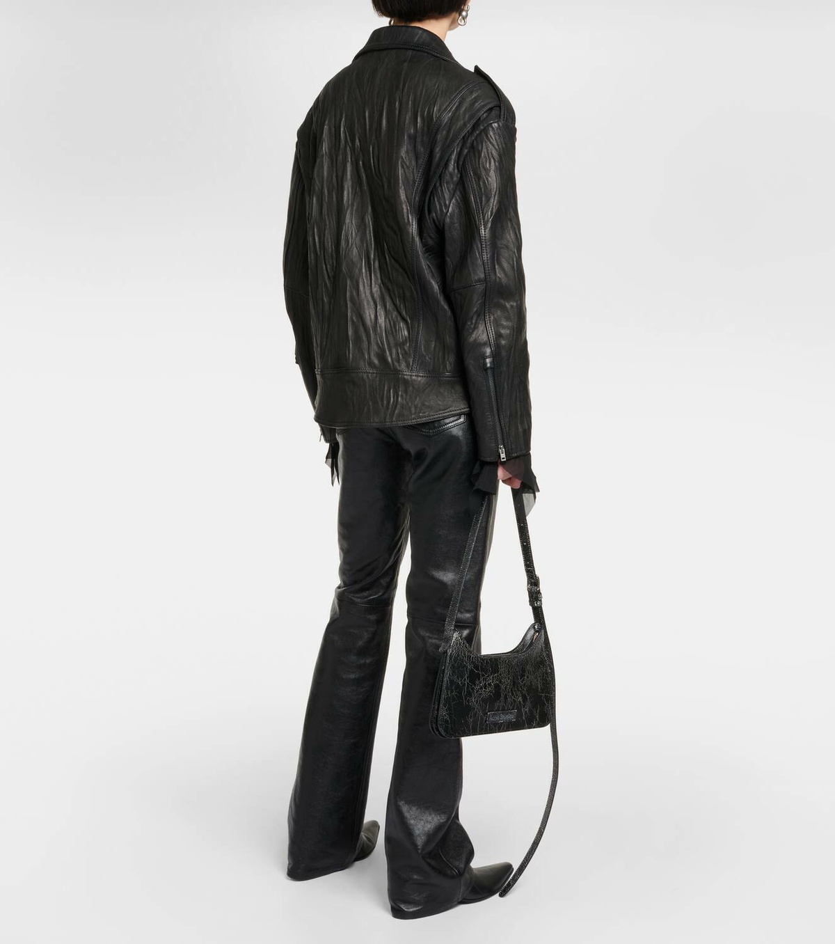 Acne Studios Linor oversized belted leather jacket