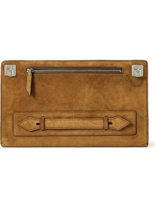Photo: Métier - Runaway Leather-Trimmed Suede Pouch