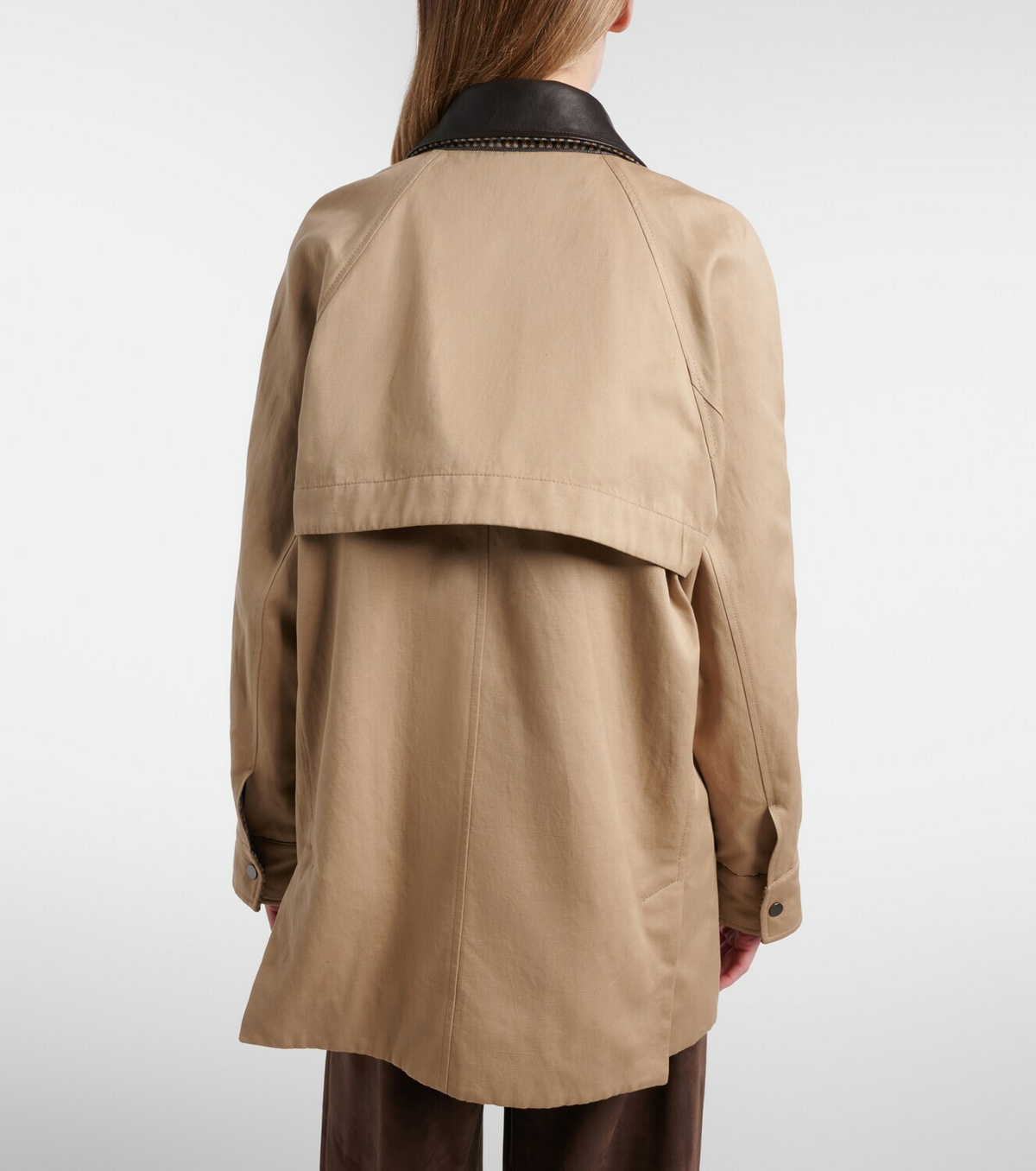 Brunello Cucinelli Leather-trimmed cotton and linen jacket