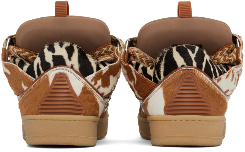 Lanvin Beige & Brown Pony Effect Curb Sneakers Lanvin