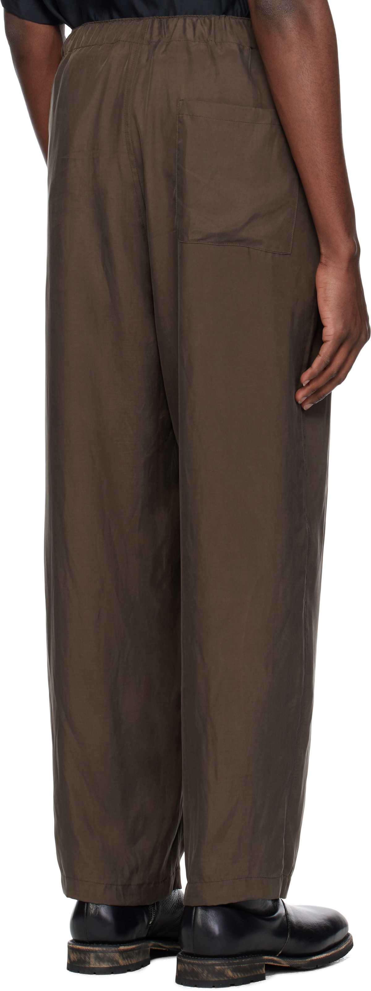 YOKE Brown Chambray Easy Trousers