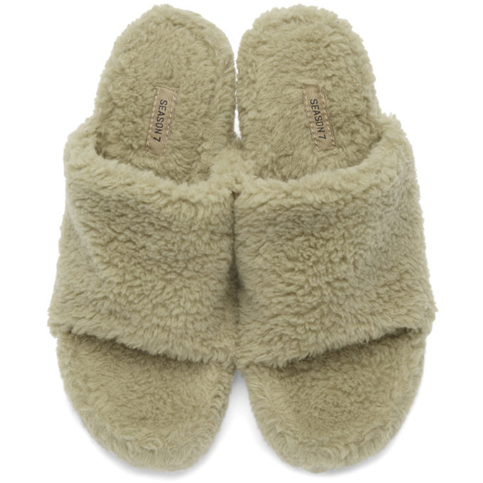 YEEZY Taupe Faux-Shearling Mules