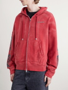 AMIRI - Studded Cotton-Jersey Zip-Up Hoodie - Red