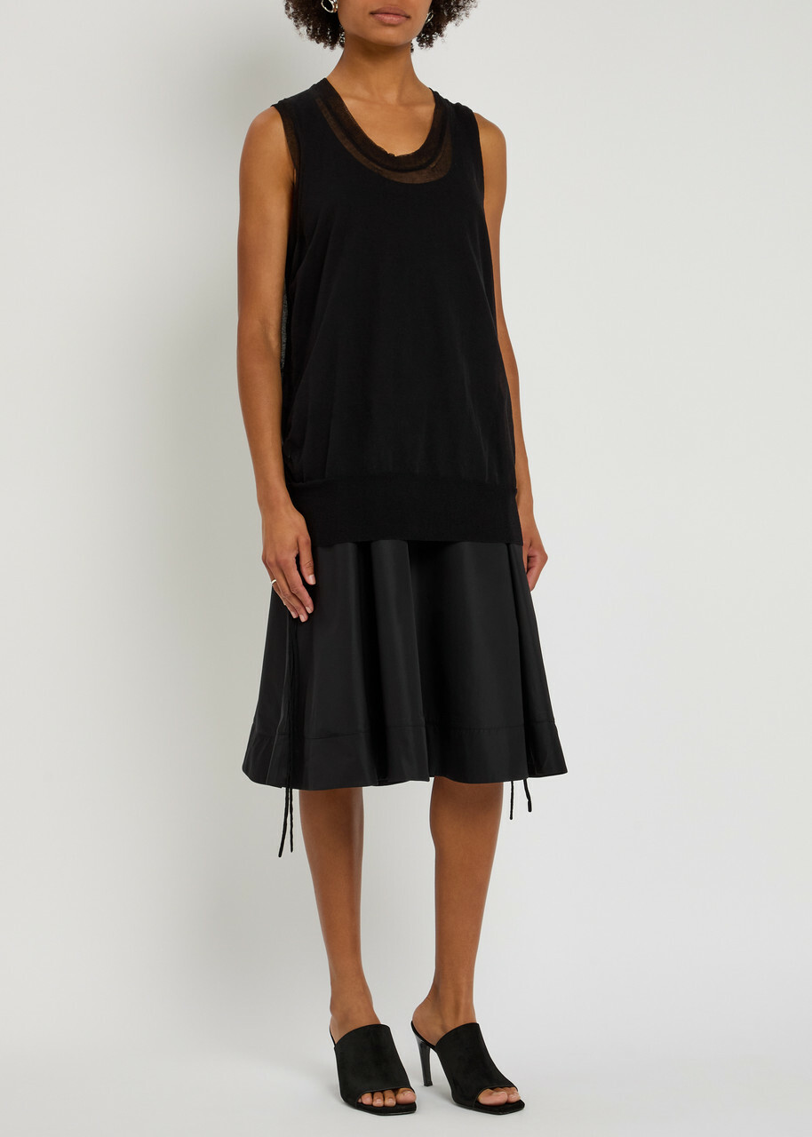 3.1 Phillip Lim Double Layer Combo Cotton-blend Midi Dress Black