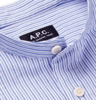 A.P.C. - Robinson Grandad-Collar Striped Cotton-Seersucker Shirt - Men - Blue