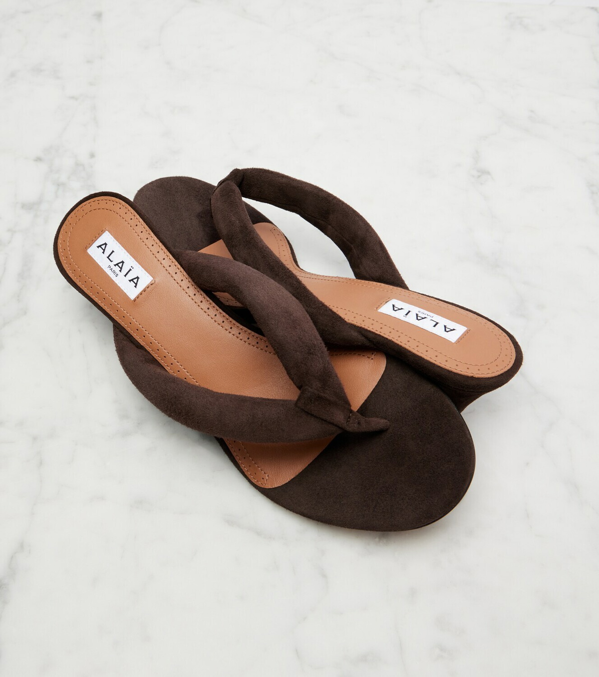 Alaïa Suede thong sandals