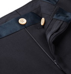 Thom Sweeney - Midnight-Blue Slim-Fit Satin-Trimmed Wool Tuxedo Trousers - Men - Midnight blue