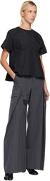 sacai Gray Stripe Doeskin Trousers