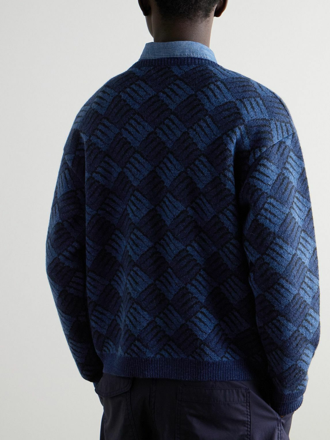 Blue Blue Japan - Wind and Wave Jacquard-Knit Sweater - Blue