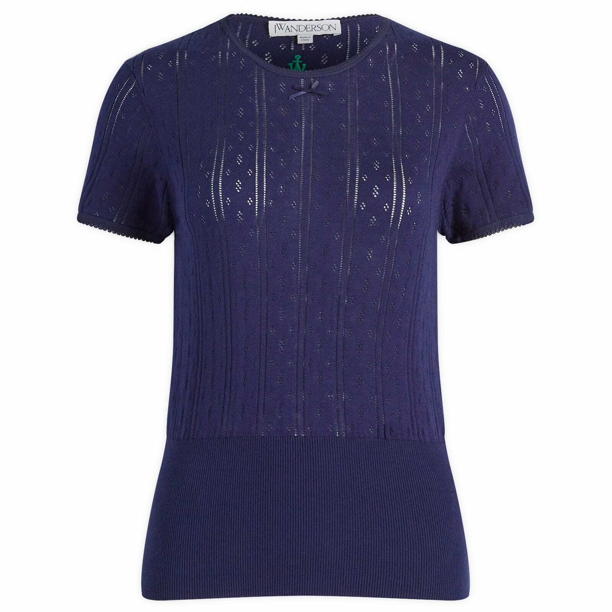 JW Anderson Women's Pointelle Cap Sleeve Top in Navy