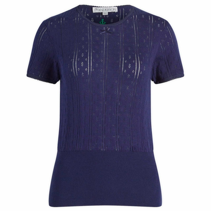 Photo: JW Anderson Women's Pointelle Cap Sleeve Top in Navy