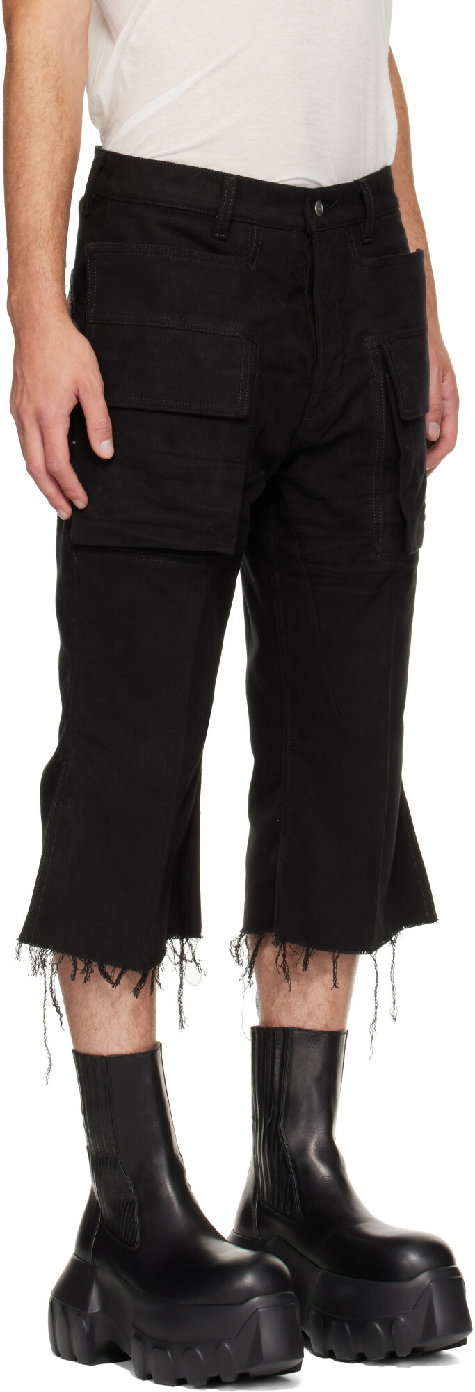 Rick Owens Black Tower Bolan Cutoff Cargo Pants