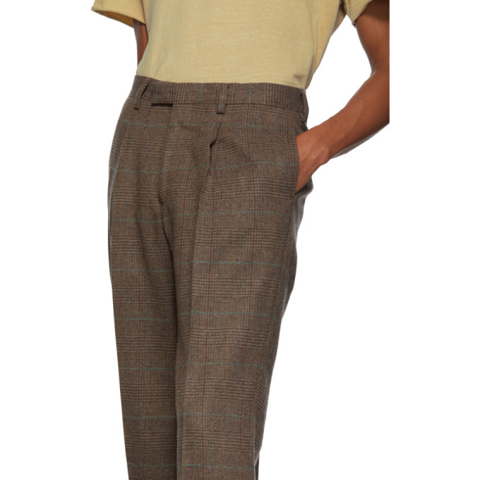 Noah NYC Brown Wool Check Single-Pleat Suit Trousers Noah NYC