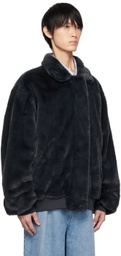 The Frankie Shop Navy Justin Faux-Fur Bomber Jacket