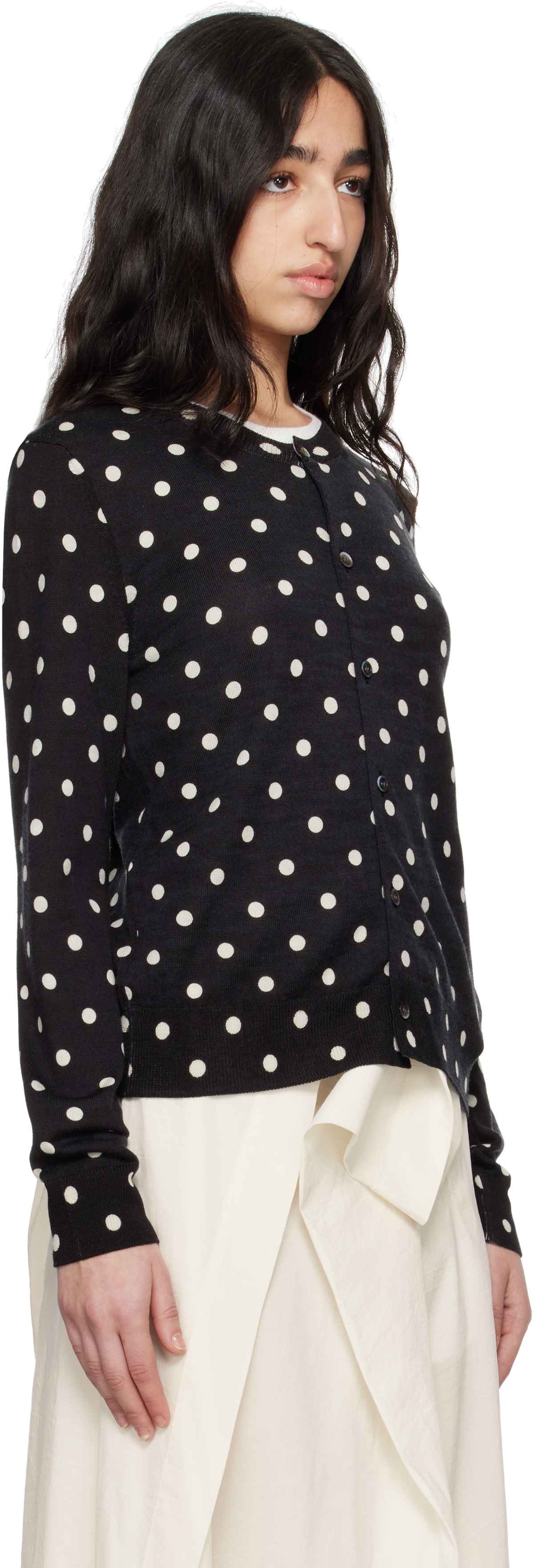 Comme des Garçons Comme des Garçons Black Polka Dots Pattern Print Cardigan