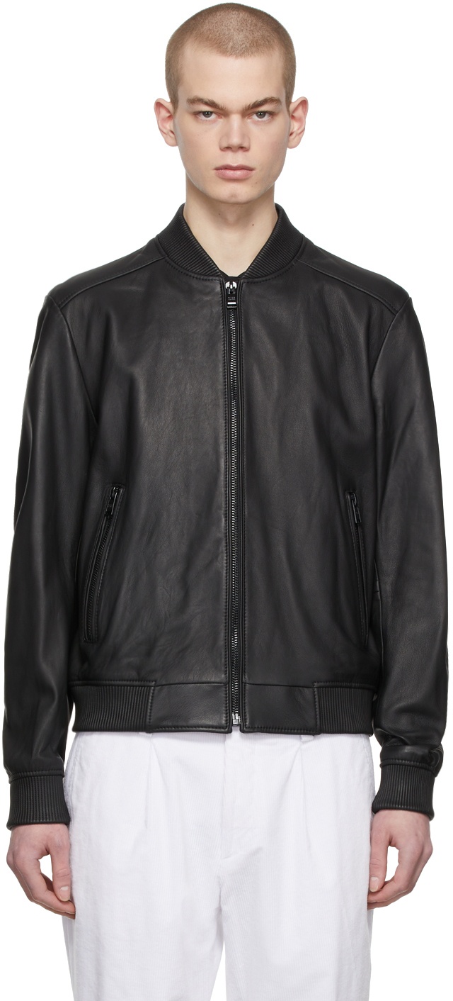 Boss Black Bomber Leather Jacket BOSS