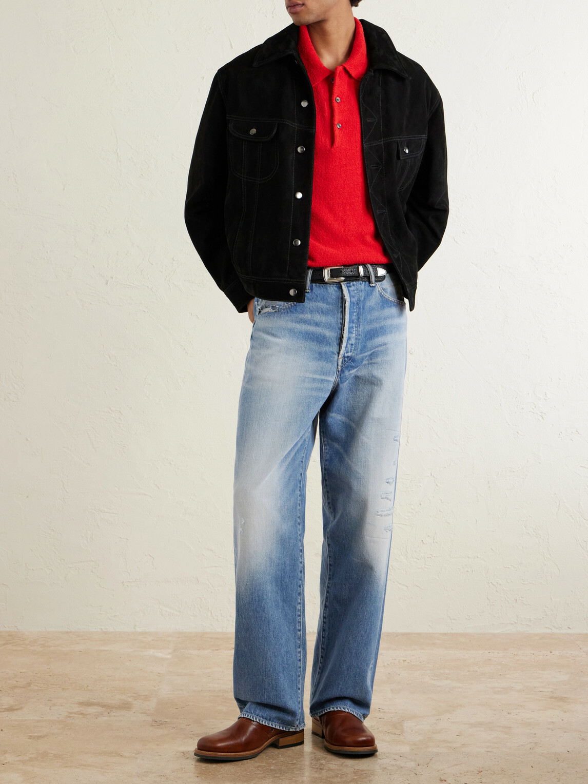 Visvim - Social Sculpture 01 Wide-Leg Distressed Selvedge Jeans - Blue