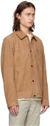 BOSS Beige Regular-Fit Leather Jacket