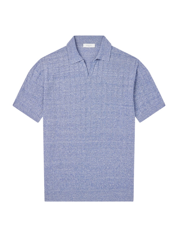 Photo: Boglioli - Ribbed Linen and Cotton-Blend Polo Shirt - Blue