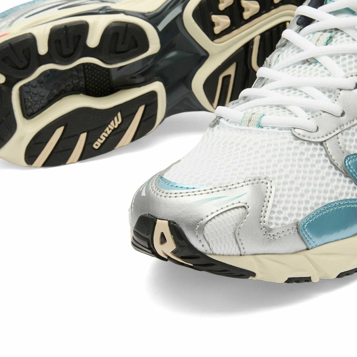 Mizuno WAVE RIDER 10 "SPORT" Sneaker in White/Vintage Khaki/Reef Waters