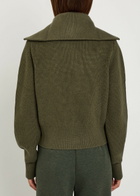 Varley Maura Ribbed Half-zip Knit Sweatshirt Olive