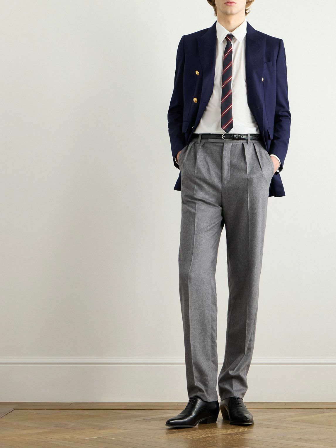 CELINE - Camden Double-Breasted Gabardine Blazer - Blue
