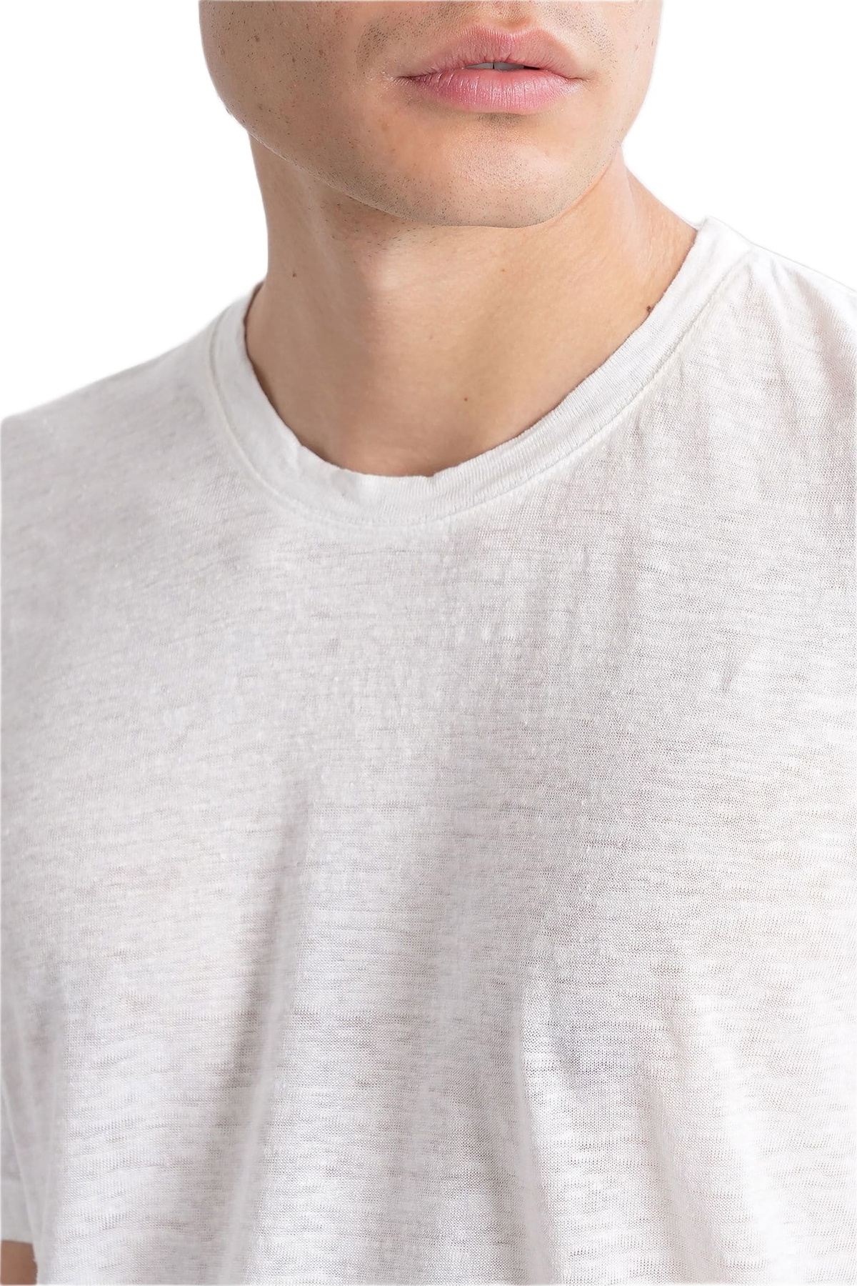 120% Lino T-shirt In White Linen