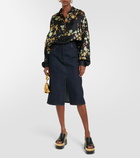 Dries Van Noten Denim midi skirt