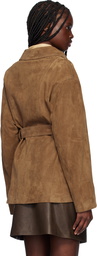 Nour Hammour Brown Zakary Belted Suede Jacket