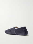 Mr P. - Plush-Lined Suede Slippers - Blue
