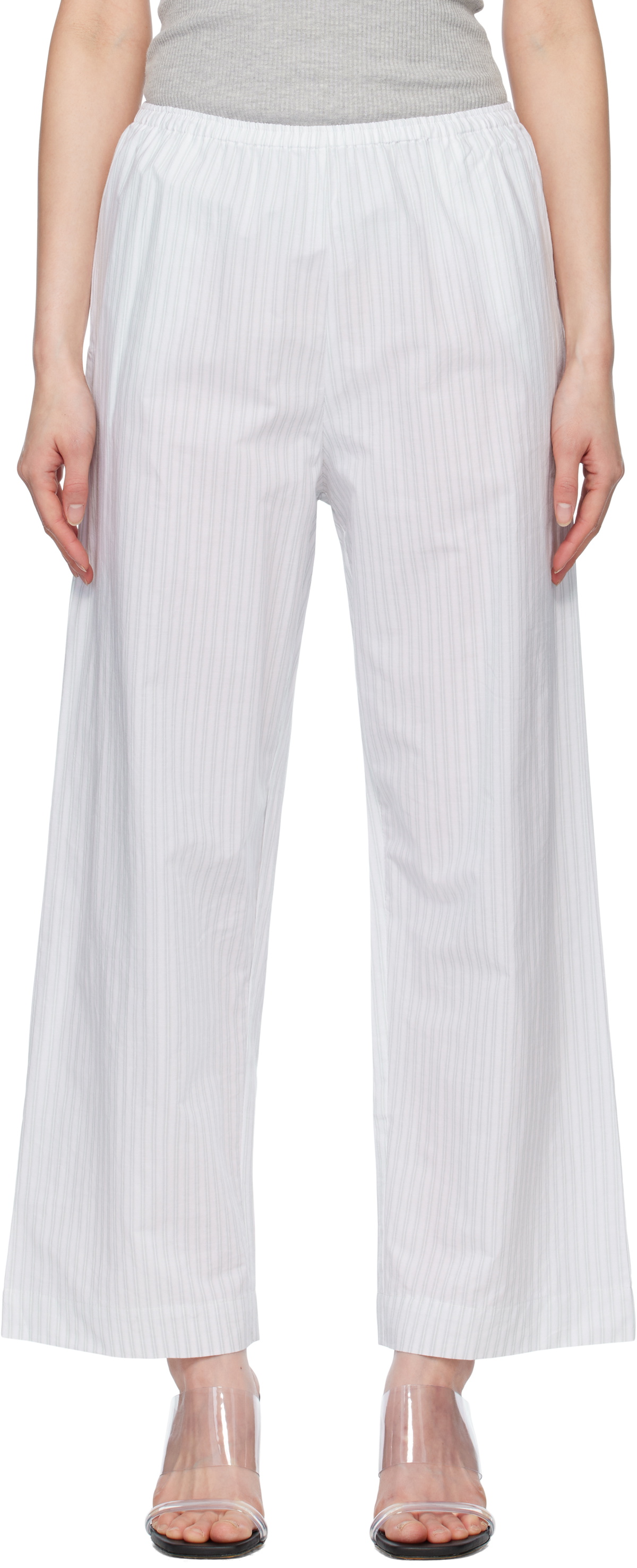 Deiji Studios White & Blue Ease Lounge Pants