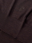 Purdey - Logo-Embroidered Wool Polo Shirt - Brown