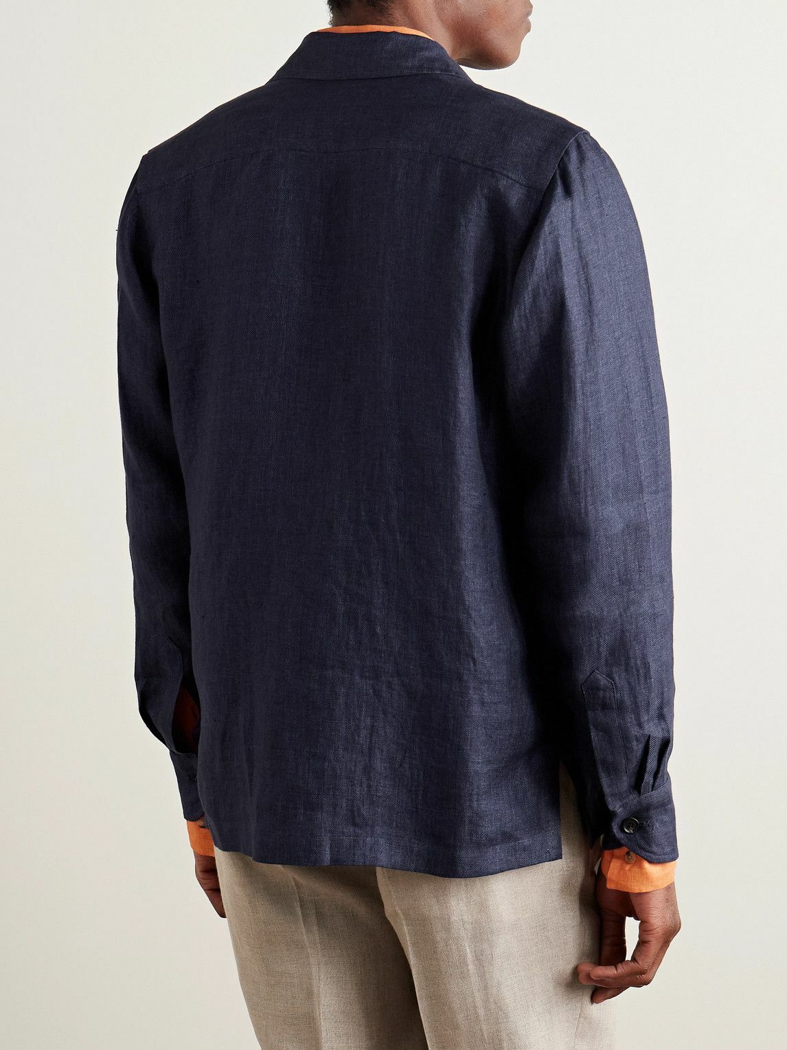 De Petrillo - Linen-Twill Overshirt - Blue