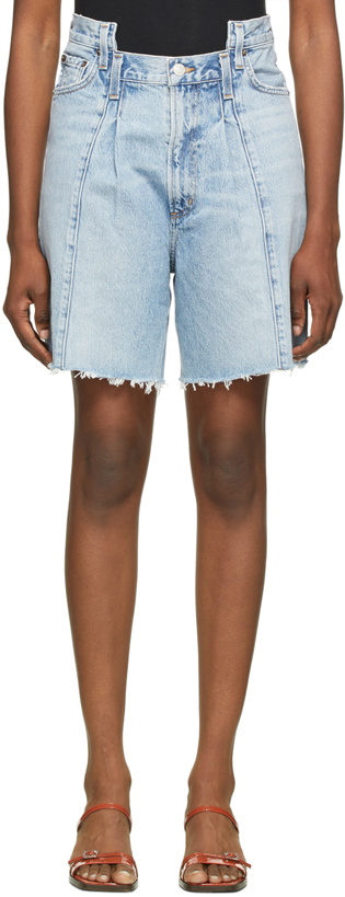 Photo: AGOLDE Blue Pieced Angled Shorts
