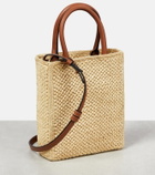 Loewe - Leather-trimmed raffia tote bag