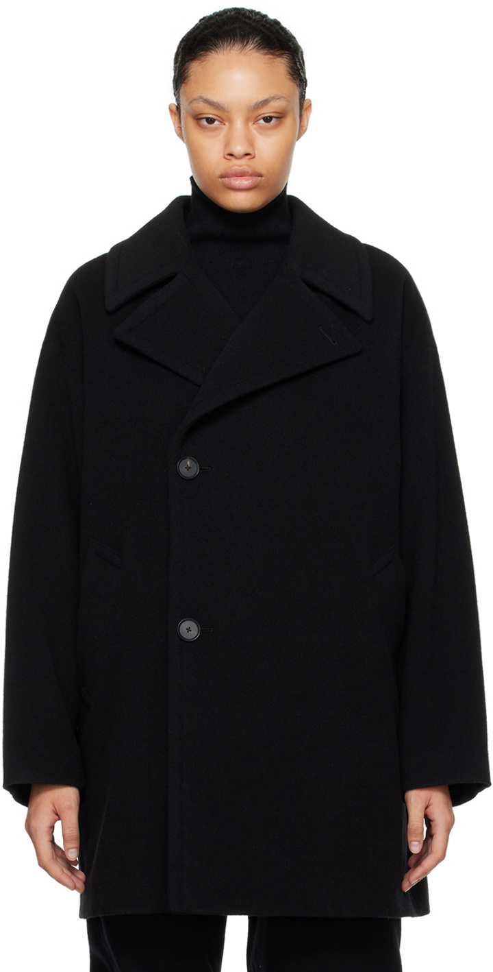 AURALEE Black Notched Coat Auralee