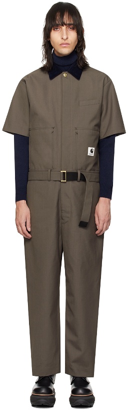 Photo: sacai Taupe Carhartt WIP Edition Reversible Jumpsuit